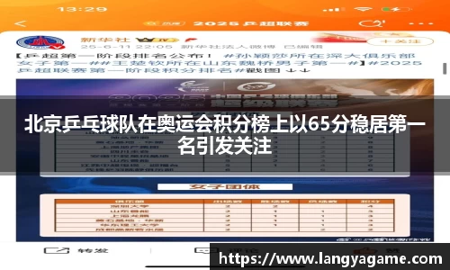 北京乒乓球队在奥运会积分榜上以65分稳居第一名引发关注