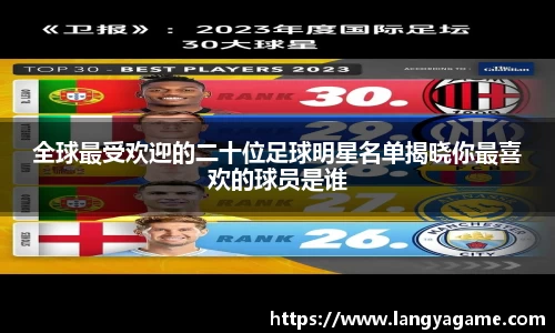 全球最受欢迎的二十位足球明星名单揭晓你最喜欢的球员是谁